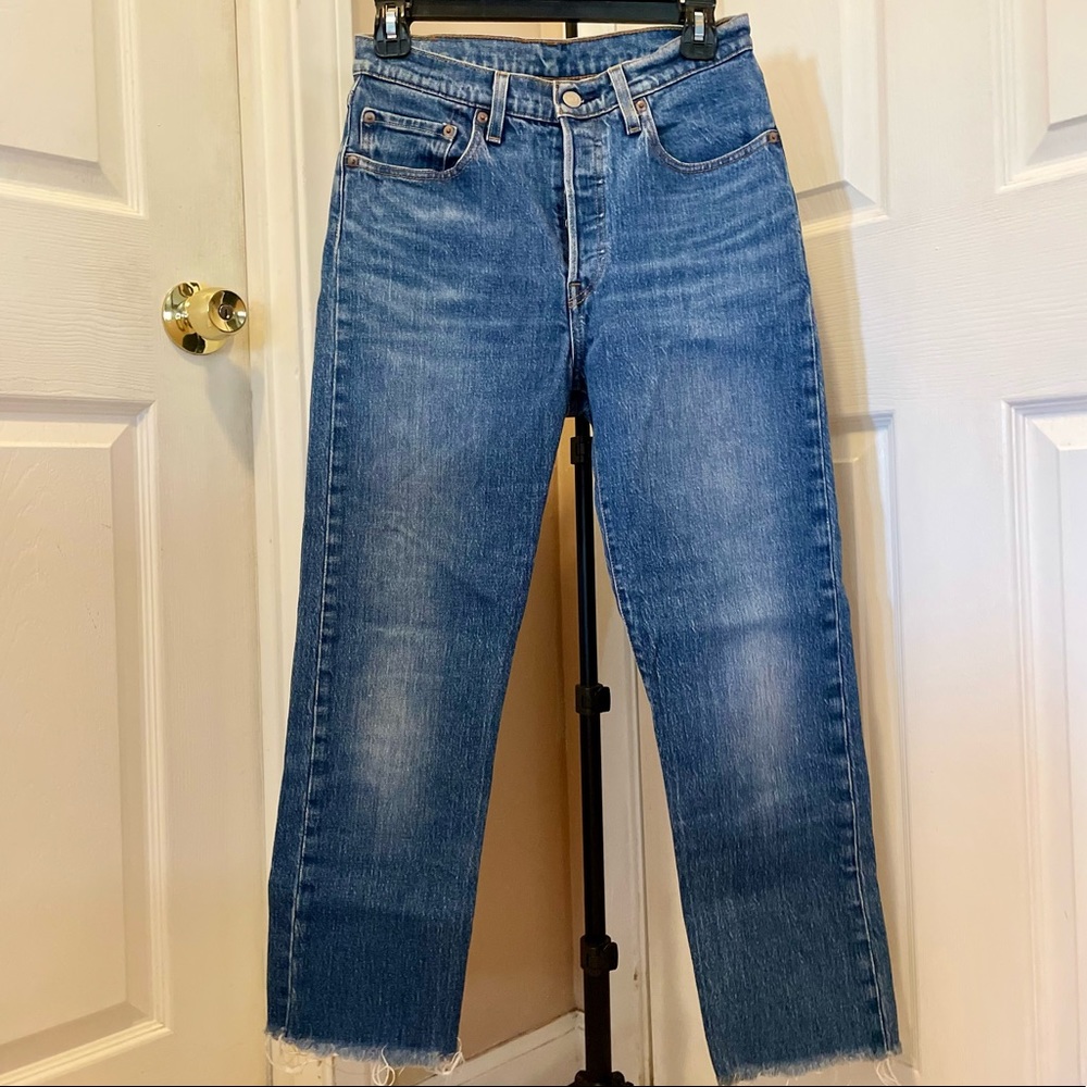 Levi’s 501 Distressed Blue High-Waisted Jeans